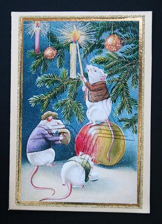 The Mouse Lighting the Candles on the Tree by Carol Bath 