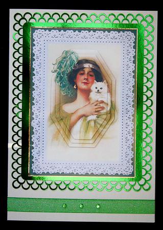 Vintage Lady with White Cat by Carol Bath 