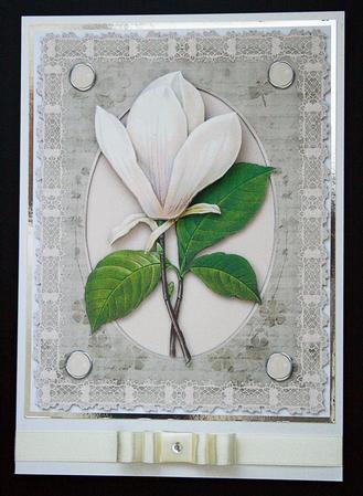 Magnolias and Lace Card Front and Decoupage - Sheet 1 of 2 by Carol Bath 