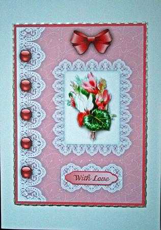Tropical Flowers 'n Lace 2 Pyramid Card Front by Carol Bath 
