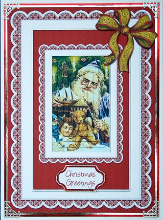 Santa Lace Card Front by Carol Bath 