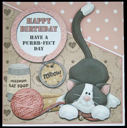 Have a Purrr-fect Birthday Over Edge Cat Card by Carol Bath 