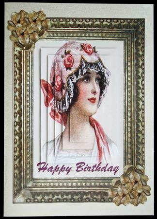 Vintage Female Gold Framed Topper by Carol Bath 