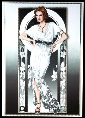 Art Deco Lady Elise (white) A4 by Carol Bath 