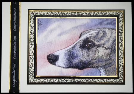 A4 Brindle Greyhound Whippet Dog by Carol Bath 