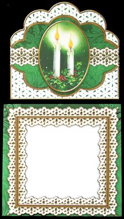 Duo Christmas Candles Anglaise Scallop 3D Decoupage Card Kit by Carol Bath 