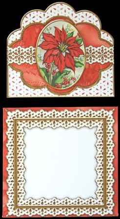 Christmas Poinsettia Anglaise Scallop 3D Decoupage Card Kit by Carol Bath 