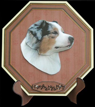 Australian Shepherd Dog Plaque & Stand by Carol Bath 