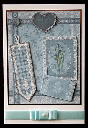 Shabby Flowers with Iris and Lace Card Front and Decoupage by Carol Bath 