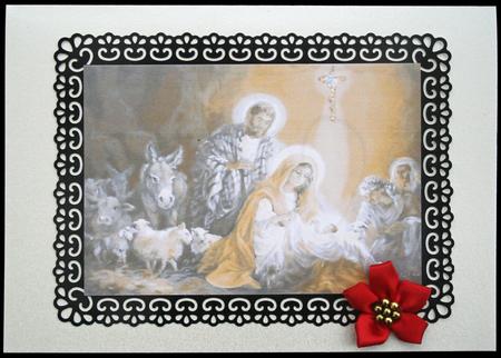 Beautiful A4 Traditional Nativity Scene in Sepia Tones by Carol Bath 
