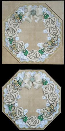 Coffee Roses Lace Octagon Decoupage Card Kit by Carol Bath 