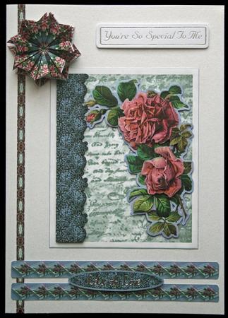 Vintage Rose and Lace, Blue by Carol Bath 