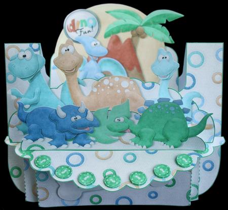 Dinosaurs 3D Shelf Card Kit with Card Box by Carol Bath 