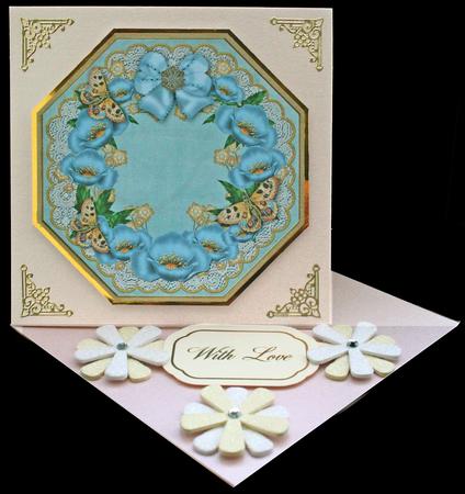 Teal Poppy Lace Octagon 8inch Picture Sheet by Carol Bath 