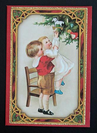 Decorating the Christmas Tree - Decoupage Card by Carol Bath 