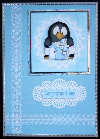 It's a Boy Baby Penguin Card Front by Carol Bath 