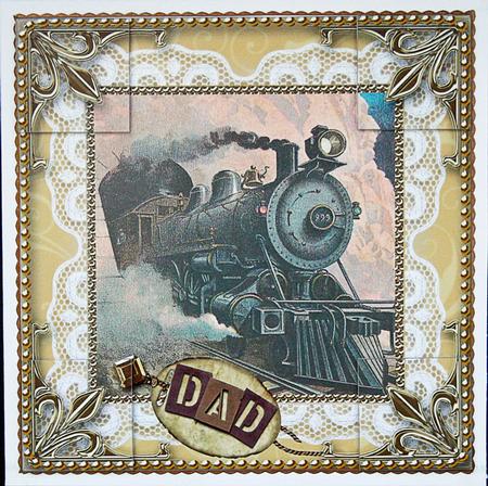 Dads Train 8 x 8inch Lace Gold Picture Sheet by Carol Bath 