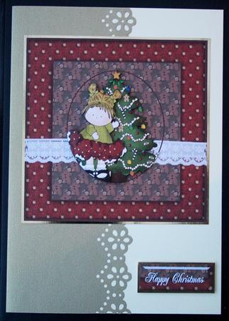 Christmas Card Girl and Tree by Carol Bath 