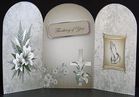 Lillies, Cross and Prayer Sympathy Card by Carol Bath 