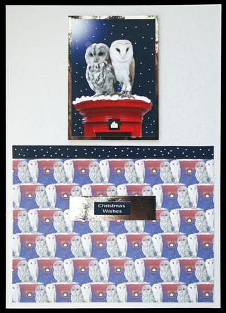 Owl Pair on a Post Box Pyramid with Background by Carol Bath 