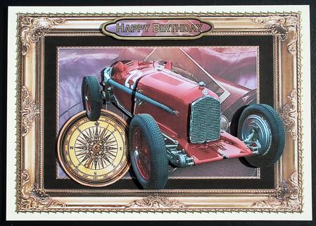 Red Vintage Sports Car 3D Step by Step Card Front by Carol Bath 