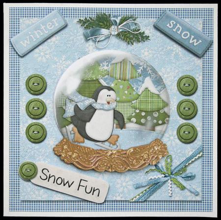 Winter Snow Skating Penguin Snowglobe Merry Christmas by Carol Bath 