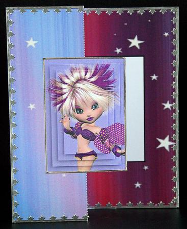 Indigo Fairy Foldback Card with Simple Pyramage by Carol Bath 
