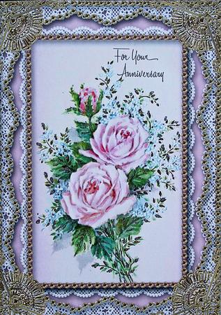 Anniversary Roses Matching Spiral 7x5inch Folded Card by Carol Bath 