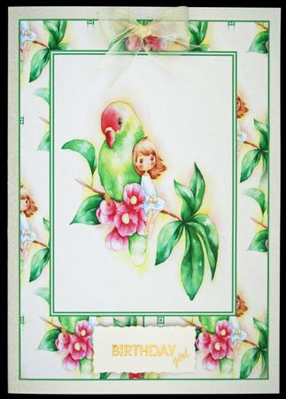 Darling Little Flower Girl with Beautiful Bird by Carol Bath 