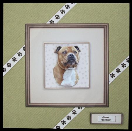 Staffordshire Bull Terrier Portrait 3D Decoupage by Carol Bath 