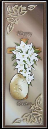 Easter Lilies, Cross and Egg Large Dl Card by Carol Bath 