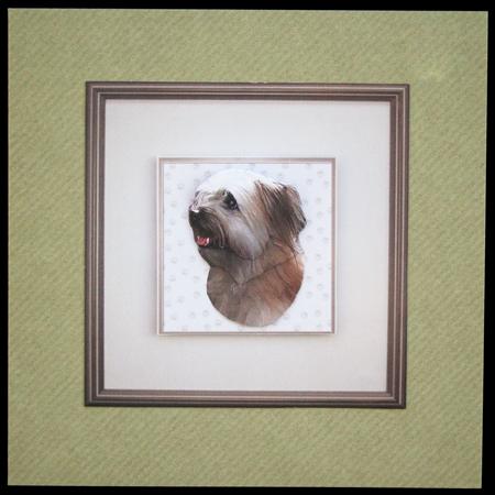 Pyrenean Sheepdog Portrait 3D Decoupage by Carol Bath 