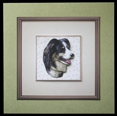Border Collie Portrait 3D Decoupage by Carol Bath 