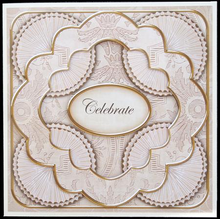 Cream Mix Celebrate 3D Rosette 8in Card Front Kit by Carol Bath 