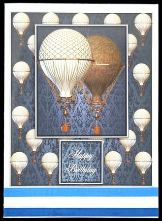 Steampunk Style Balloons in Blue Card Front by Carol Bath 