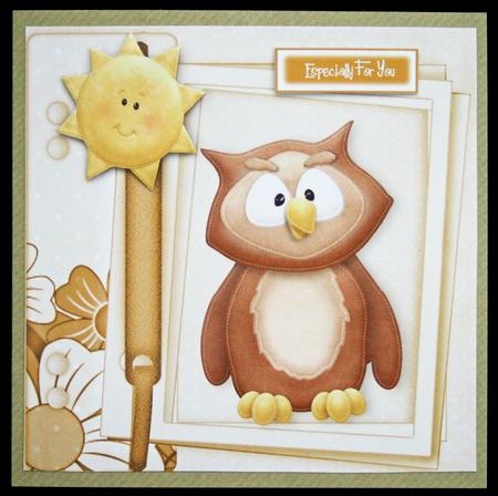Cute Little Owl with Sunshine on a Scrapbook Page by Carol Bath 