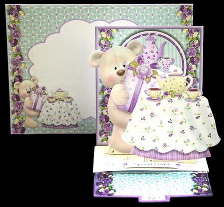 Teddy Bear Tea Party 3D Pop Up Slider Card Kit by Carol Bath 