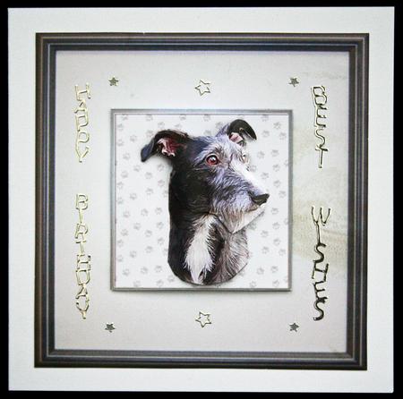 Lurcher Portrait 3D Decoupage by Carol Bath 