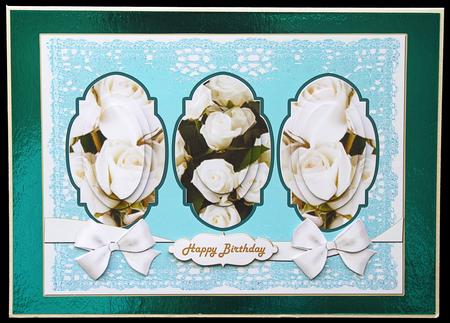 White Roses,ribbon and Bows by Carol Bath 