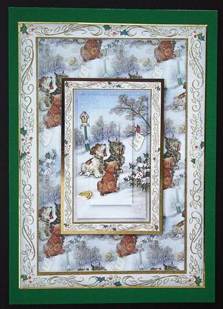 Christmas Dogs Card Front by Carol Bath 