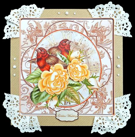Golden Roses and Vintage Birds by Carol Bath 