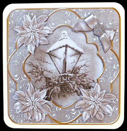 Christmas Lantern Tea Tone Picture 8in Decoupage Cf Kit by Carol Bath 