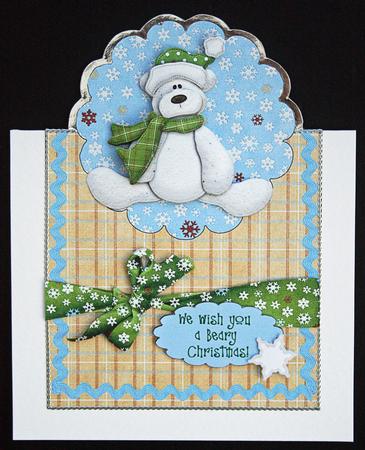 We Wish You a Beary Christmas! - Vertical Foldback Card by Carol Bath 