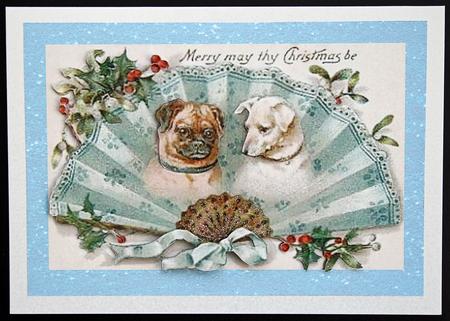 Vintage Fan with Dogs Christmas Card Featured Gallery Photo
