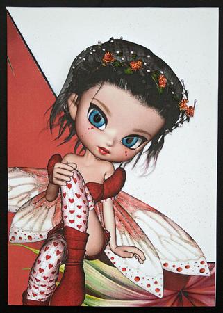 Rosebud Fairy A5 Shaped Front Print and Fold Card by Carol Bath 