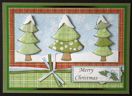 3 Contemporary Christmas Trees Decoupage by Carol Bath 