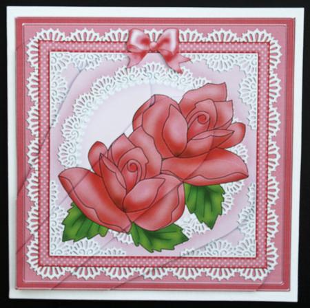 Just Roses Quick Card with Fan Pyramage Topper by Carol Bath 