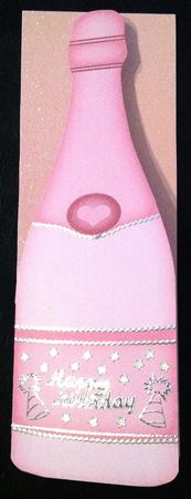 Pink Champagne Shaped Front Card by Carol Bath 