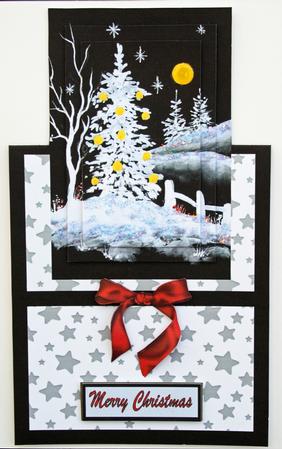 Beautiful Christmas Tree Over the Edge Card by Carol Bath 