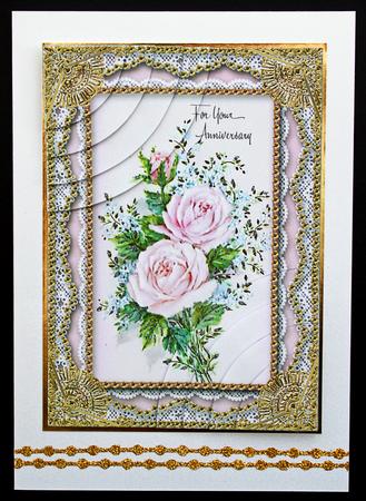 Anniversary Roses Gold Lace 7x5inch Duo Corner Stacker by Carol Bath 